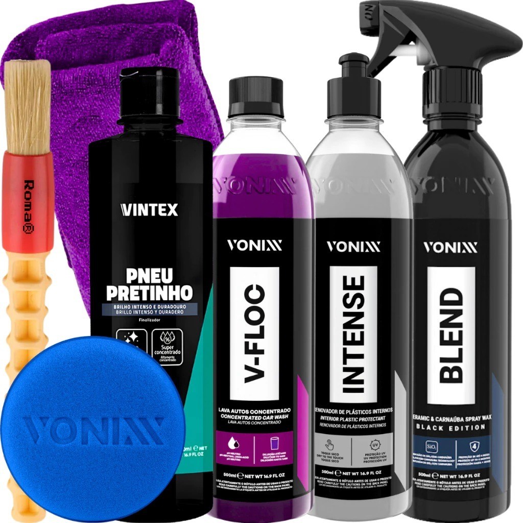 Foto de referência: Kit Vonixx V-Floc, cera Intense e pretinho.
